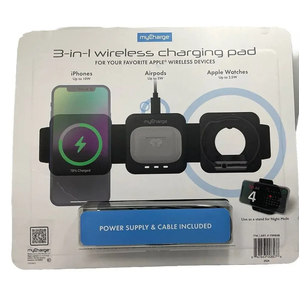 Mycharge 3-In-1 Wireless Charging Pad for Apple Wireless Devices Open Box